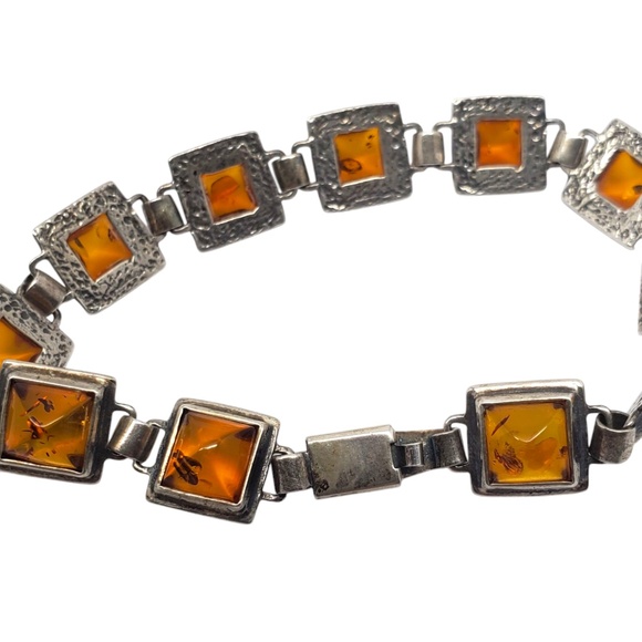Sterling Silver Amber Station Bracelet #21102 - Picture 5 of 12